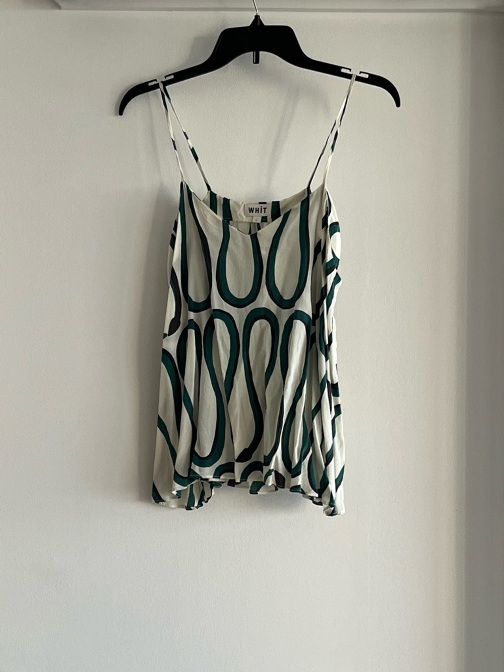 WHIT Cream Silk Cami with Green Blue Loop Print